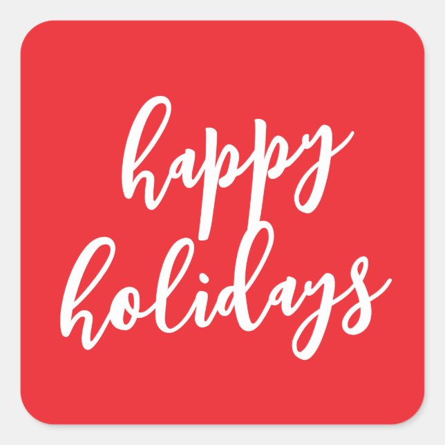 Adesivo Quadrado Happy Holidays Christmas New Year Season Message (Frente)