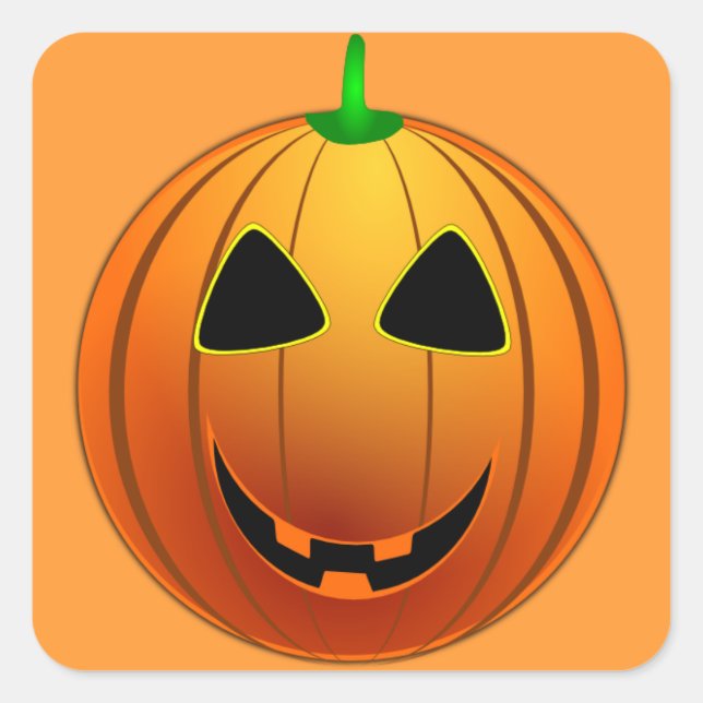 Adesivo Quadrado Happy Jack o' Lanterna Halloween Sticker (Frente)