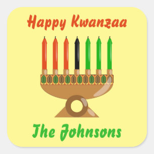 Adesivo Quadrado Happy Kwanzaa
