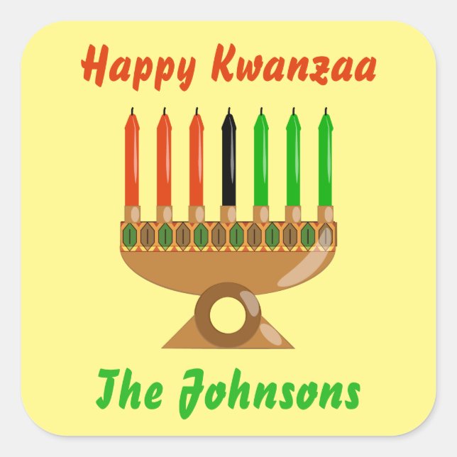 Adesivo Quadrado Happy Kwanzaa (Frente)