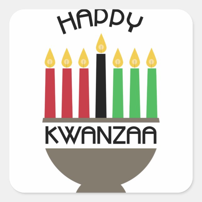 Adesivo Quadrado Happy Kwanzaa (Frente)