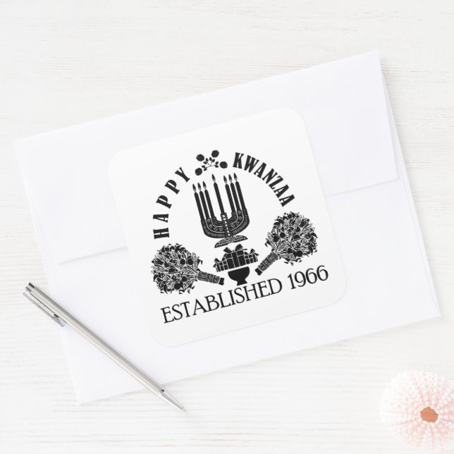 Adesivo Quadrado Happy Kwanzaa (Envelope)