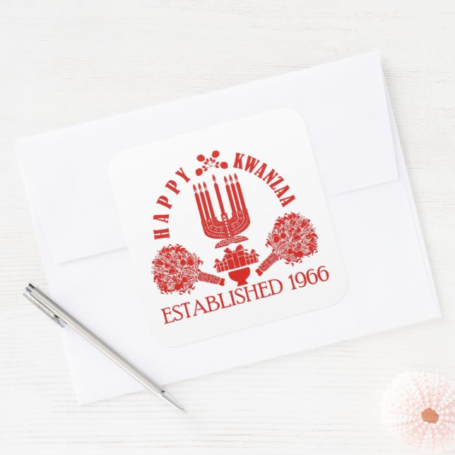 Adesivo Quadrado Happy Kwanzaa (Envelope)