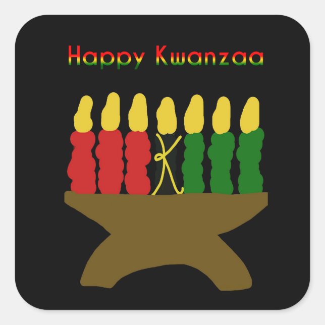 Adesivo Quadrado Happy Kwanzaa Kinara (Frente)