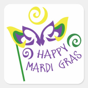 Adesivo Quadrado Happy Mardi Gras