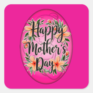 Adesivo Quadrado Happy Mother’s Day – Floral Elegant Design