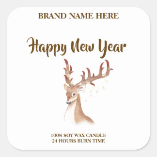 Adesivo Quadrado Happy New Year Sophisticated New Year Candle Label