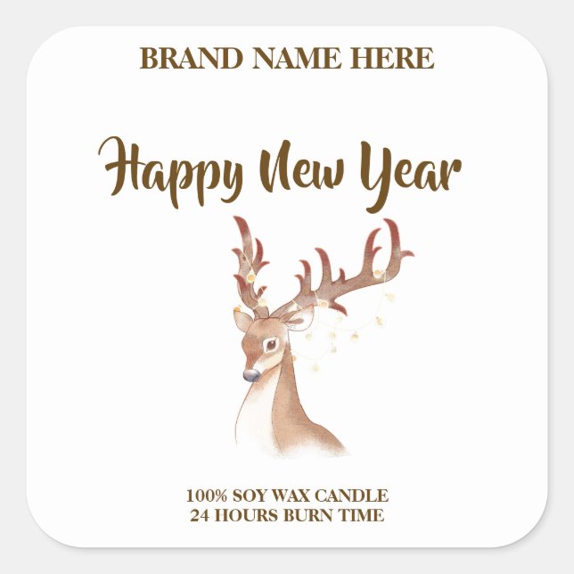 Adesivo Quadrado Happy New Year Sophisticated New Year Candle Label (Frente)