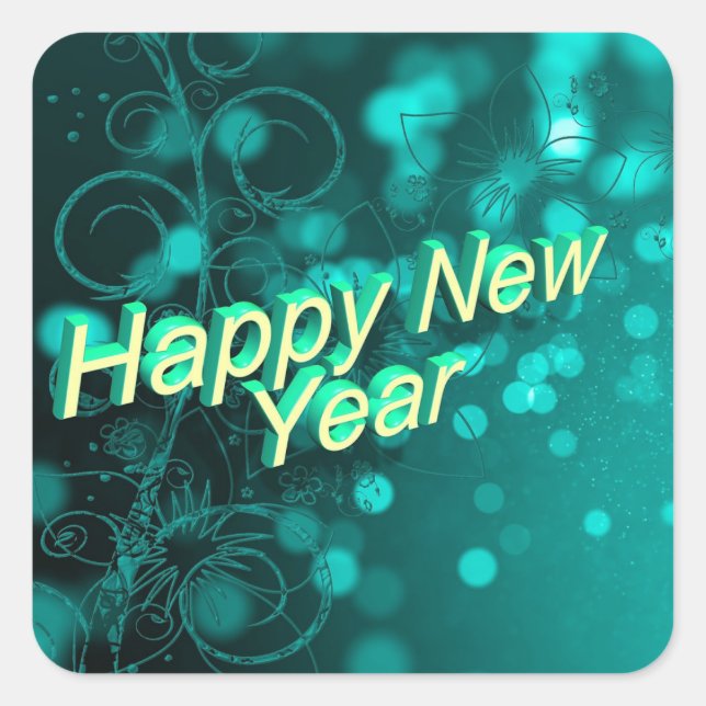 Adesivo Quadrado Happy New Year square sticker (Frente)