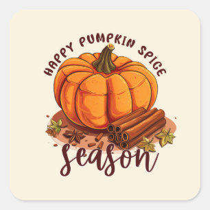 Adesivo Quadrado Happy Pumpkin Spice Season - Cozy Autumn Vibes