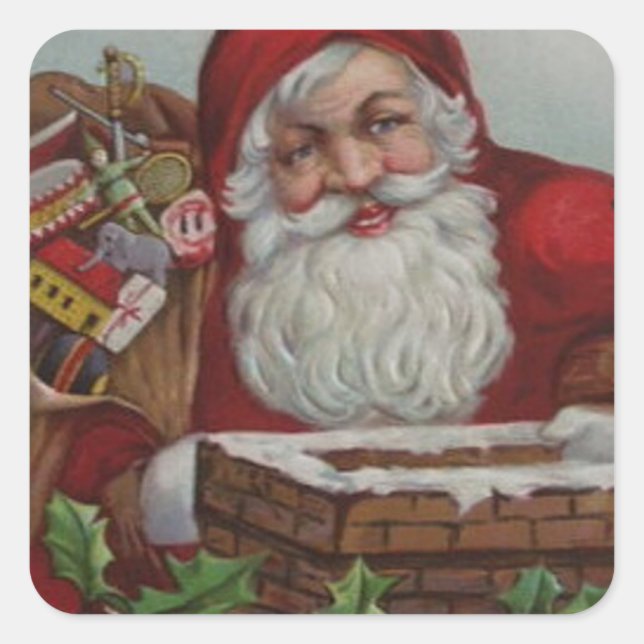 Adesivo Quadrado Happy Santa Christmas Sticker (Frente)