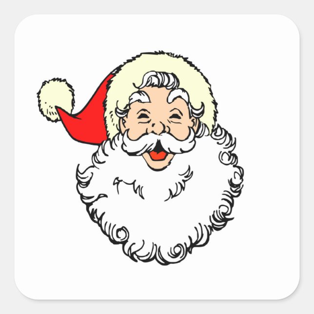 Adesivo Quadrado Happy Santa Claus Face Cartoon (Frente)
