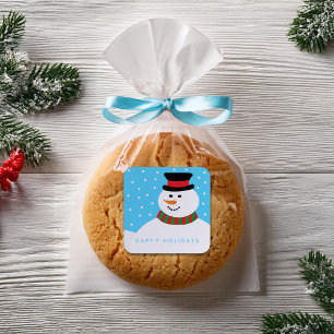 Adesivo Quadrado Happy Snowman Christmas