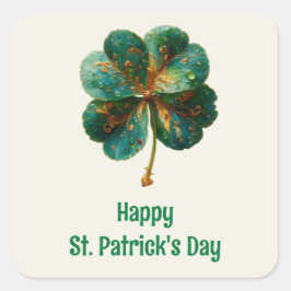 Adesivo Quadrado Happy St. Patrick’s Day Elegant Shamrock