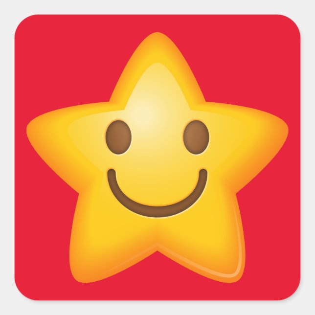 Adesivo Quadrado Happy Star Emoji (Frente)