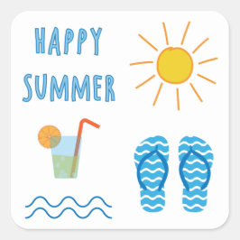 Adesivo Quadrado Happy Summer Sticker