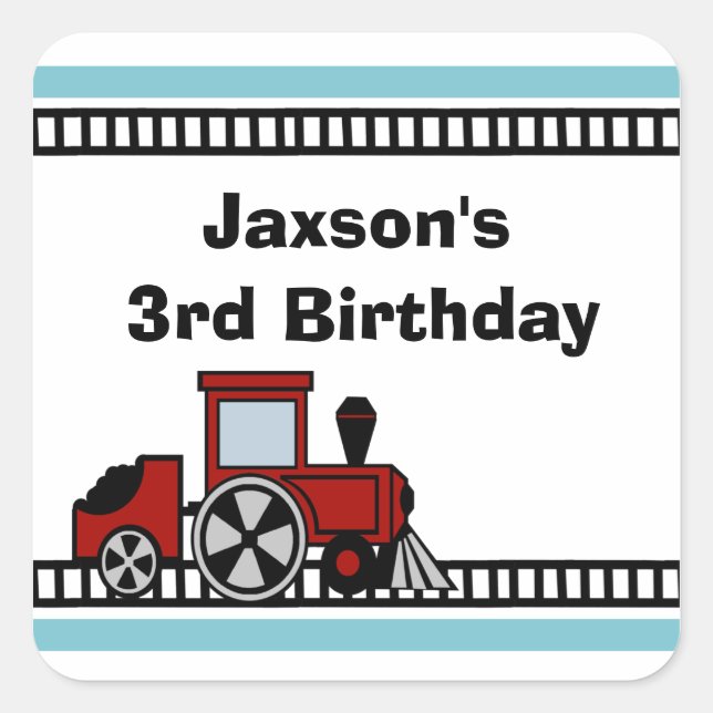 Adesivo Quadrado Happy Tracks Choo Choo (Frente)