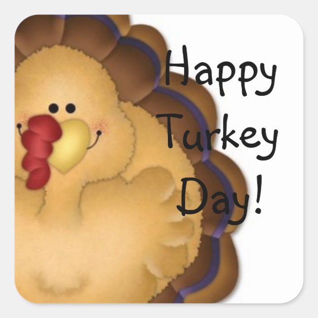 Adesivo Quadrado Happy Turkey Day Sticker (Frente)