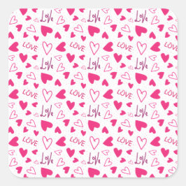 Adesivo Quadrado Happy Valentine’s Day Lover Present with Red Heart