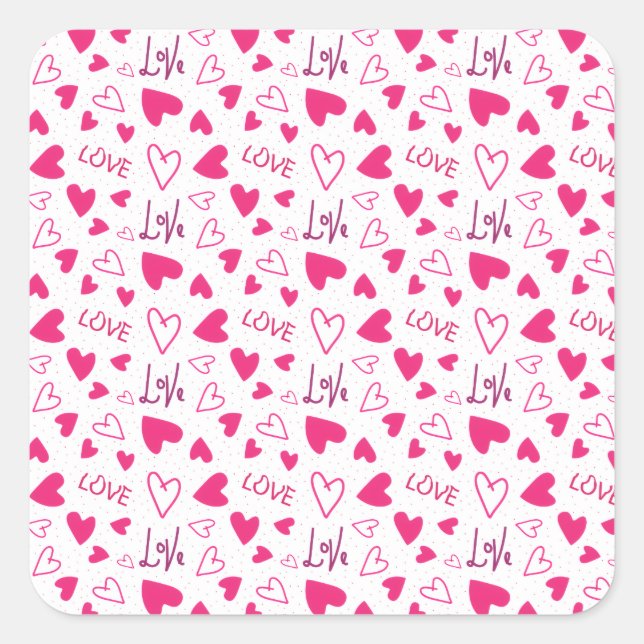 Adesivo Quadrado Happy Valentine’s Day Lover Present with Red Heart (Frente)