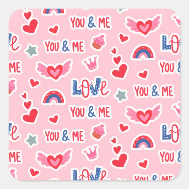 Adesivo Quadrado Happy Valentine’s Day Red Heart Art Romantic Lover (Frente)