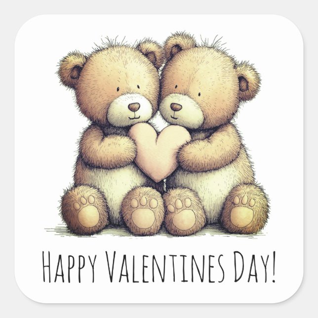 Adesivo Quadrado Happy Valentine’s Day stickers (Frente)