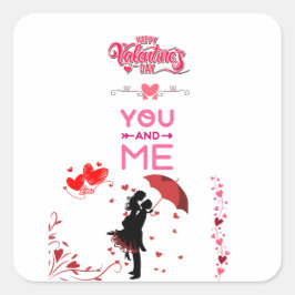 Adesivo Quadrado Happy Valentine’s Day – You and Me Romantic Love 