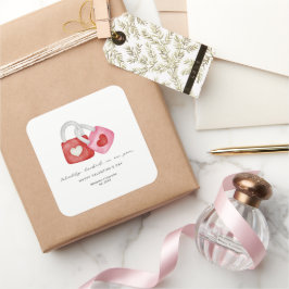Adesivo Quadrado Happy Valentine's Day Cute Fun Locks Hearts Custom