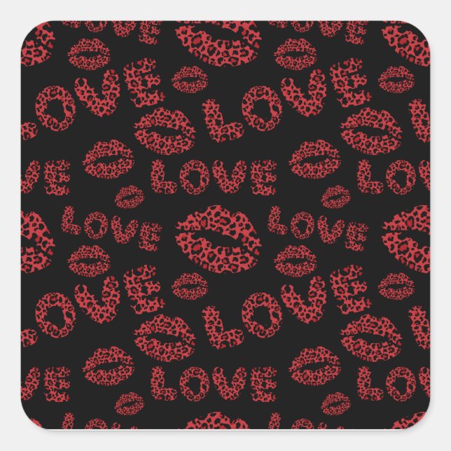Adesivo Quadrado Happy Valentine's Day Love Elegant Red &Black (Frente)
