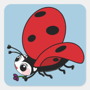 Adesivo Quadrado Happy Wings Ladybug