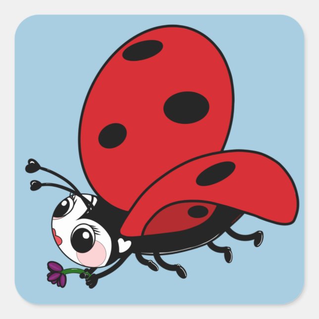 Adesivo Quadrado Happy Wings Ladybug (Frente)