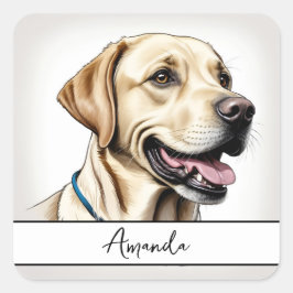 Adesivo Quadrado Happy Yellow Close Labrador Retriever