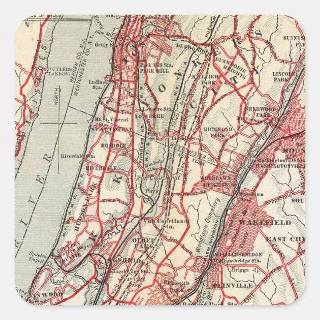 Adesivo Quadrado Harlem, Yonkers, Pelham Manor, Nova Iorque (Frente)