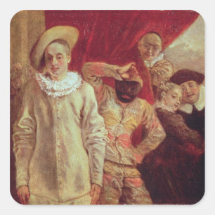 Adesivo Quadrado Harlequin, Pierrot e Scapin, atores de COM