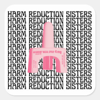 Adesivo Quadrado Harm Reduction Sisters Pink Narcan