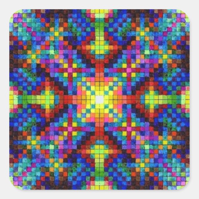 Adesivo Quadrado Harmonic Crystal Mandala Sticker (Frente)