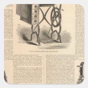 Adesivo Quadrado Harmonização Sewing de Howe com o esboço do