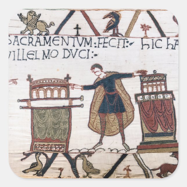 Adesivo Quadrado Harold jurando em relíquias sagradas (Frente)