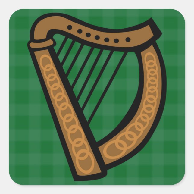 Adesivo Quadrado Harp Celta Irlandesa (Frente)