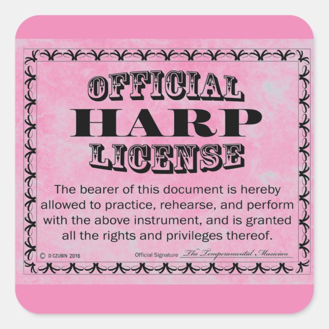 Adesivo Quadrado Harp License Square Sticker (Frente)