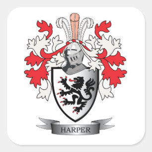 Adesivo Quadrado Harper Family Crest Casaco de Armas