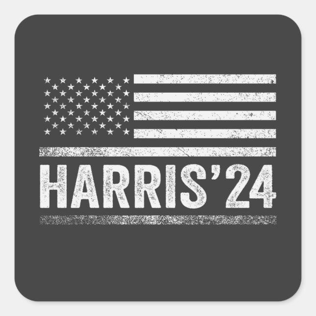 Adesivo Quadrado Harris Para Presidente Democrata Eleição Americana (Frente)