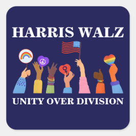 Adesivo Quadrado Harris Waltz 2024 Unity Over Division