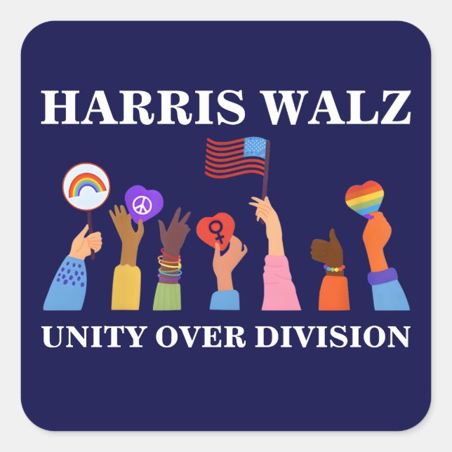 Adesivo Quadrado Harris Waltz 2024 Unity Over Division (Frente)