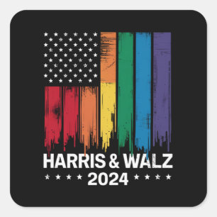 Adesivo Quadrado Harris Waltz Eleição 2024 Gay Tim Waltz LGBTQ