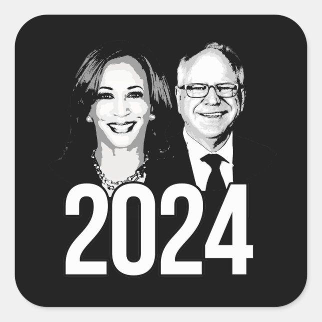 Adesivo Quadrado Harris Walz 2024 (Frente)