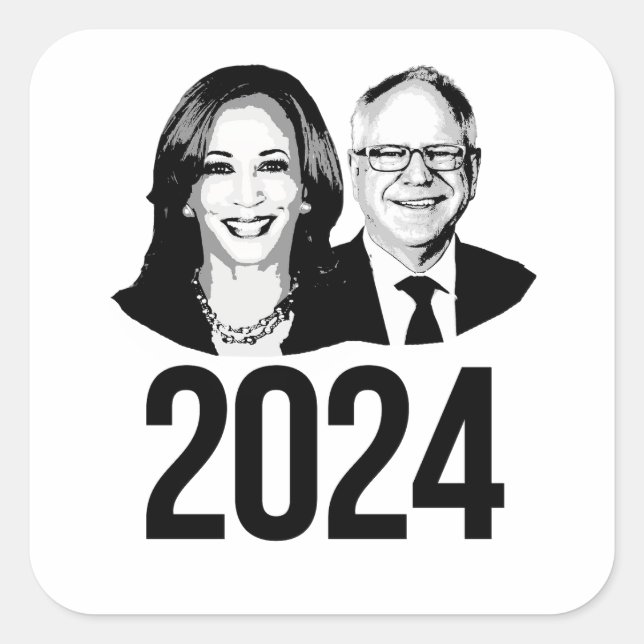 Adesivo Quadrado Harris Walz 2024 (Frente)