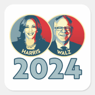 Adesivo Quadrado Harris Walz 2024