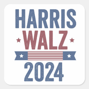 Adesivo Quadrado Harris Walz 2024 Eleição Kamala Tim Waltz América