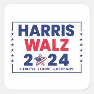 Adesivo Quadrado Harris Walz 2024 Harris Walz